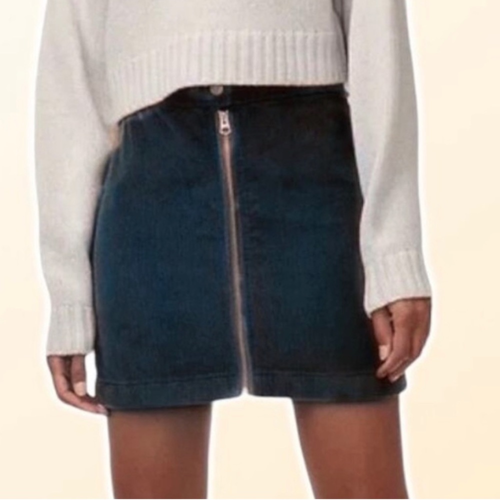 Aritzia Wilfred Free Lily blue corduroy zipper mini skirt